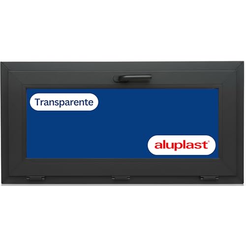 Ventana PVC Reforzada Gris Antracita | Cristal Climalit | Perfil Aluplast | Entrega 24/48h (1000x500 Transparente)