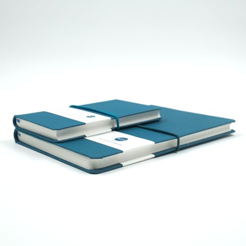 Image of Comma Regina Combo | A5 Size Hard Bound Notebook & A6 Size Hard Bound Pocket Notebook with a Horizontal Elastic Band Closure | 192 Pages | 80gsm Natural Shade Paper | Linen Fabric Cover Material - Peacock Blue