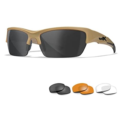 Wiley X │ WX Valor │ Taktische Sonnenbrille │ Wrap Around Gestell │ Sportbrille Schutzbrille │ Austauschbare Gläser Cover
