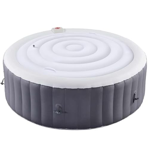 LFUTARI 4.5 Ft Inflatable Hot Tub Cover - Energy Saving Lid for Round Hot Tub - Foldable Protective Rain Overflow Cover for Outdoor Inflatable Hot Tubs