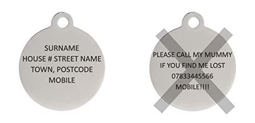 BWM Custom Engraved Pet ID Tag – Personalized Dog & Cat Tag | Laser Engraved with Free Custom Text | Strong Steel Split Ring, Various Designs & Sizes - Red Paw, Small - Image 3