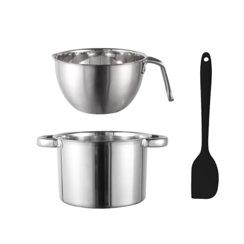 Set di pentole a doppia caldaia per fondere cioccolato, burro, cera, formaggio, caramello (2500 ml)