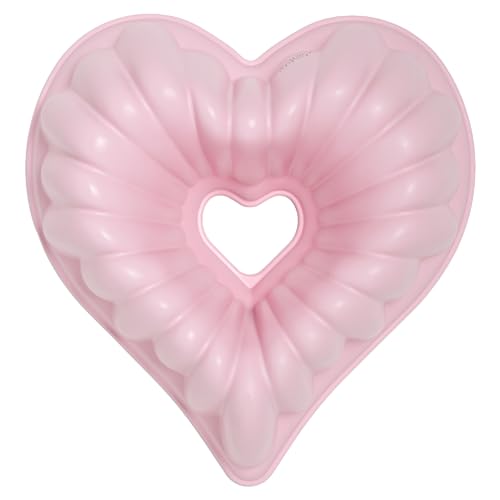 image for Paris Hilton Heart Shaped Fluted Cake Pan, Cast Aluminum with Clean Ce