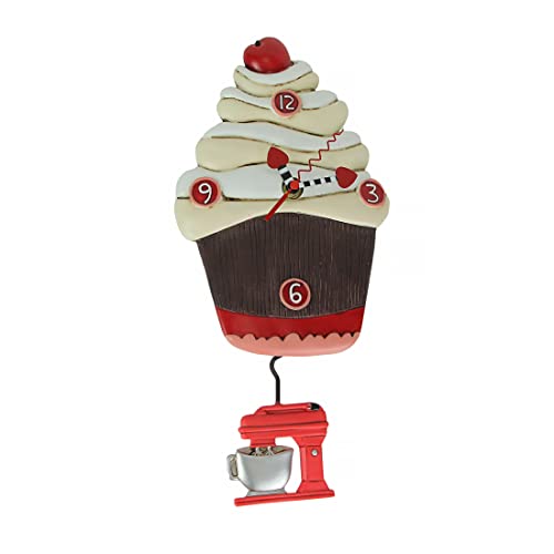Allen Designs Frosting Please Cupcake - Reloj de pared con diseño de péndulo Cover