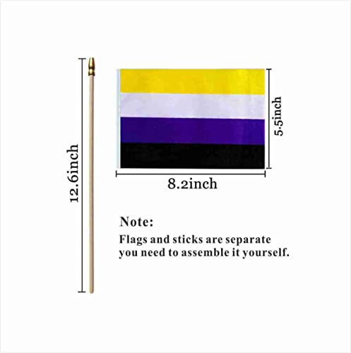 XCFH Pride Rainbow Small Stick Flag All Mini Hand Held LGBTQ Flags,20 Pack,5x8 Inch