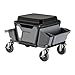 Produktbild Wiltec Rollsitz 53 x 38 x 38 cm bis 120 kg, Werkstatthocker mit Rollen, Rollhocker mit Werkzeugablage, Werkstattstuhl mit Abnehmbarer Teileablage, Montagehocker mit Rädern