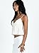 Princess Polly Kellan Cream Crinkle V Neck Tie Detail Crop Top