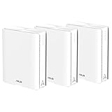 ASUS ZenWiFi BQ16 White 3-Pack - Sistema WiFi 7 cuatribanda BE25000 (802.11be) en Malla, Ancho de Banda de 320 MHz y 4096-QAM, Dos Puertos 10G, WAN de Reserva, Seguridad de Red y Compatible con AiMesh