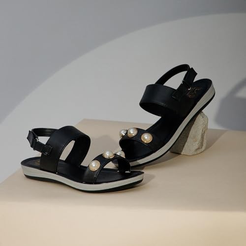 Image of BELLA Women Fashion Platform with Back Strap Black Sandal | Durable | Stylish | Comfortable | Slip Resistant | Lightweight and Breathable