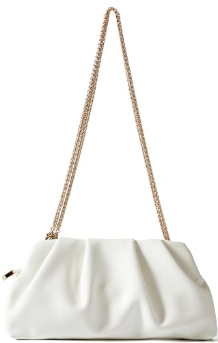 Image of Evening Bag for Women Ruched Clutch Purse Detachable Metal Chain Crossbody Bag