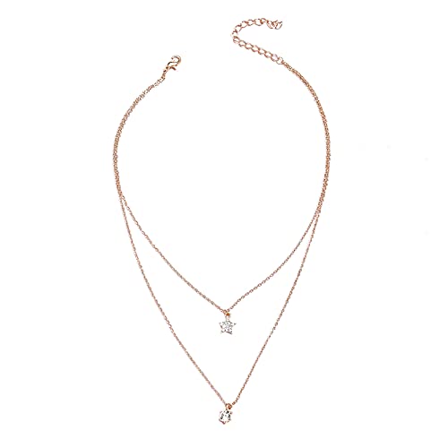 Gold Layered Initial Necklaces for Women,14K Gold Plated Bar Necklace Handmade Layering Letter Pendant Beads Moon Disc Paperclip Chain Necklace Layered Necklaces for Women Girl and Friends' Gifts (E)