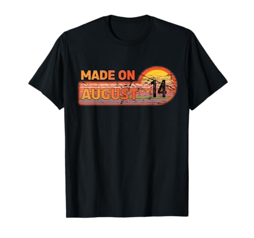 Made on August 14 Awesome born on 14th birthday vintage T-Shirt