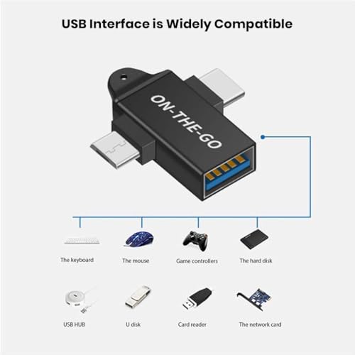 Image of 2-in-1 USB 3.0 OTG Adapter, Micro USB & USB-C Male to USB-A Female Converter, 5Gbps Data Transfer, Type-C to USB for Android, MacBook, iPad Pro, Laptops, Smartphones, Tablets (Pack of 1)