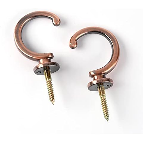 Spritewelry 4pcs Screw in Hooks C-Hanger Hooks Metal Screw-in Hooks Under Ceiling Hooks for Hanging Red Copper Hanging Cup Ceiling Hooks Porch Bathroom Kitchen Wall Hang Hooks Cover