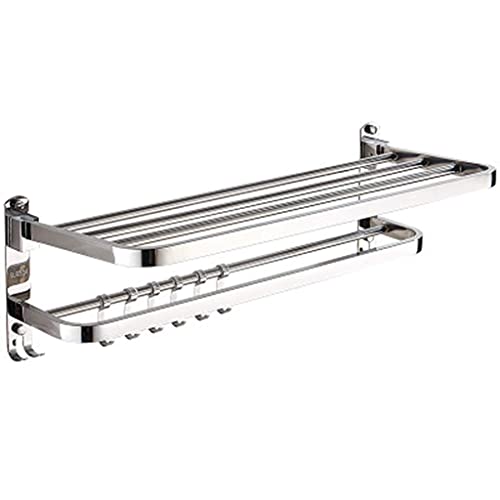 Porte-serviettes mural étagère double acier inoxydable 68 cm robuste - 3