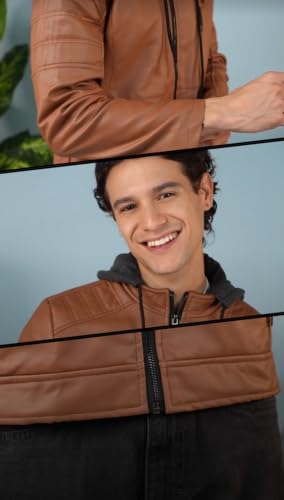 Image of Blaq Ash Men Faux Leather Jacket Removable Hood | Men's Wear, Removable Hood