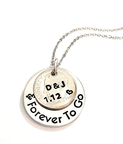 Personalized 10 Years and Forever To Go, Wedding Year Dime, 10th Anniversary Necklace, Gift for Wife, 10 Year Anniversary