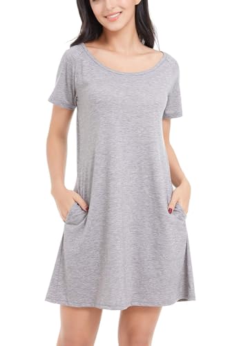 Image of Alaster Women's Casual Summer T Shirt Dress Loose Short Sleeve Tunic Dress with Pocket for Women