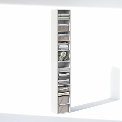 Image of Furinno PASIR 10-Tier Closet Organizers and Storage, Open Shelf, Storage Organizer, 12-Inch Width, for Closet, Bedroom, White
