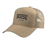 Boise Idaho ID Vintage Trucker Hat with Adjustable Mesh Back, Khaki