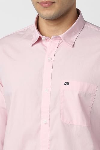 Image of Peter England Men's Solid Slim Fit Full Sleeve Casual Shirt| 100% Cotton