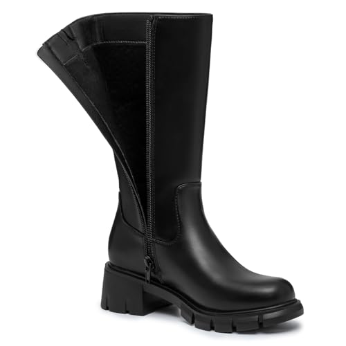 Athlefit Girls Knee High Boots Fashion Lug Sole Side Zipper Tall Riding Boots for Toddler Little Kid Big Kid4