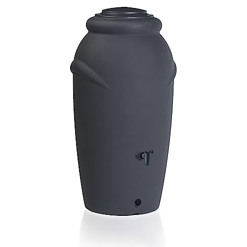 Réservoir pour eau de pluie Aquacan 210L | 56 x 59,9 x 118,3 cm | 2 points d'attache | inclus insert pour fleurs, robinet et système de collecte d'eau | citerne de jardin | Couleur noire design