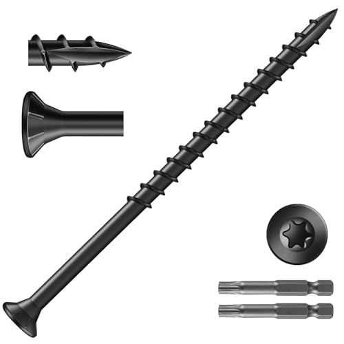 Image of #10 x 3-1 /2 inch Deck Screws (116Pcs) 2lb. Exterior Wood Screws. Carbon Steel, Black, Flat Head, Rust Resistant epoxy Coated, with T25 Star Bit