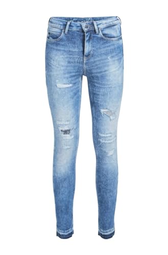 Image of GUESS Women's Eco 1981 High Rise Skinny Fit Raw Hem Jean, Saguaro Destroy, 25