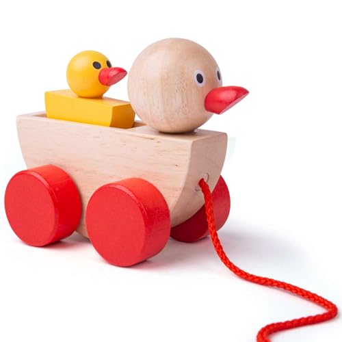 Canard et caneton Bigjigs Toys avec roues stables pour premiers pas
