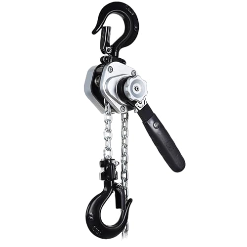 Petit palan à chaîne en alliage d'aluminium, mini palan à chaîne à engrenages réglables, palan manuel à levier avec chaîne en acier au manganèse pour applications de levage et de traction (8 pieds,