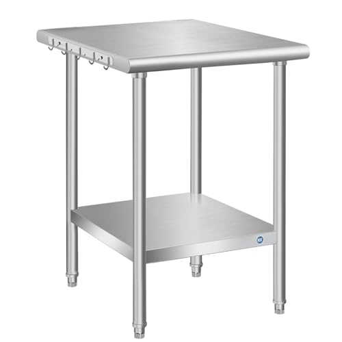 Stainless Steel Table for Prep &amp; Work, 24 x 24 x 33 Inch