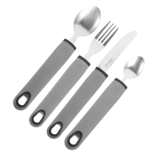 TOVINANNA 高齢者用 防振食器 軽量滑り止め加工 介護用アダプティブカトラリー フォークスプーン点 手の震え防止 実用的な高耐久 用