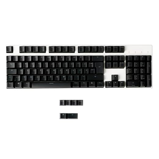 YMDK 105 Deutsch ISO Double Shot PBT Shine Through OEM Profil Tastenkappen-Set Geeignet für Cherry MX Schalter Mechanische Tastatur (Schwarz)