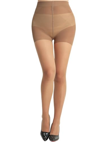 Image of SUREPOCH 20D Sheer Tights Control Top Black Pantyhose for Women Tummy Control Nylon Stockings
