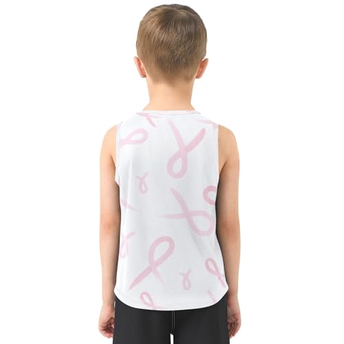 JUNZAN Pink Breast Awareness Ribbons Boys' Tank Top Shirt Sleeveless Summer Vest Tee Kids Boy T Shirts for Beach Swim 3T3