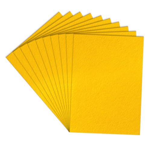 Image of Lakeer A4 Felt Sheets for Craft, Pack of 10 Mango Yellow, 1mm Stiff Non-Woven Fabric 29.7 x 21 cm, DIY Sewing, Applique, Embroidery, School and Hobby Projects