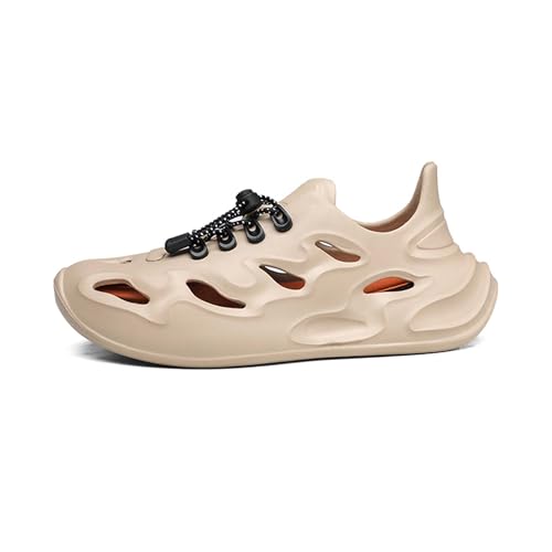 Men's Comfortable Sole Non Slip Slippers Suitable for Indoor/Outdoor, Beach Gym Travel Adjustable Sandals(Khaki,8.5)