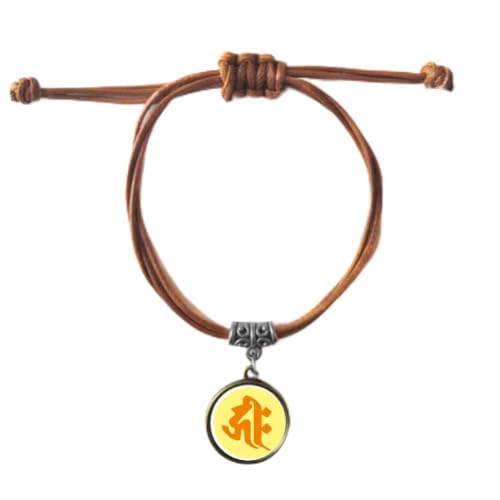 Bracelet bouddhisme sanskrit hrih en cuir tressé double pour couple