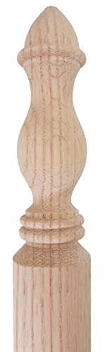 Round Extended Turned Corner Guard (Both Ends Turned) - 42" Long X 1 3/8" Wide, 90 Degree Notch (Red Oak) #TOP9