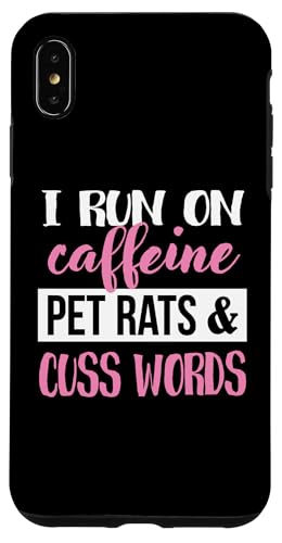 Funny Womens Caffeine and Cuss Words Pet Rat Lover �X�}�z�P�[�X iPhone XS Max �p