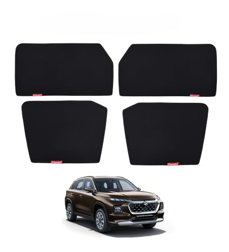 Image of Car Window Sun Shade for Maruti Grand Vitara, Set of 4, Black Mesh Fabric