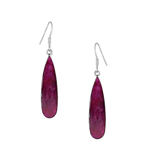 PEEN ZONE WE DELIVER THE ACTUAL JEWELRY 92.5-925 Sterling Silver Pear Shape Ruby Bezel Setting Drop Earring for Women Girls
