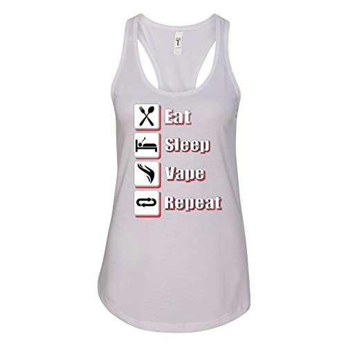 wild custom apparel Eat Sleep Vape Repeat Womens Tank Top, White, Medium