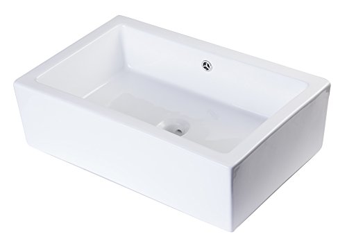 ALFI brand AB2214 Rectangular Farmhouse Apron Front Ceramic Bathroom Sink Basin, White