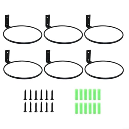 Anelli per piante da parete in metallo, 6 pezzi con hardware di montaggio completo, adatti per sostenere vasi in giardino, patio o casa, forti e resistenti alle intemperie, 12,7 cm