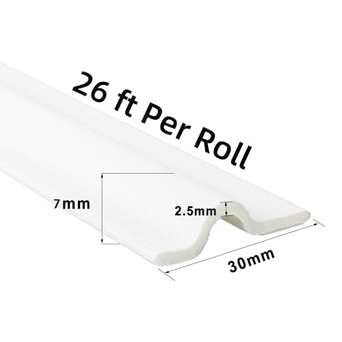 26 Ft Weather Stripping for Windows/Doors,Self-Adhesive Window Draft Stopper Foam Seal Strip Soundproof Gap Sealing,Window Insulation Door Draft Blocker (White) - Thumbnail 4