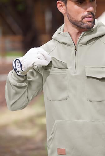 Men's Trendy Sweatshirt Loose Hoodies Casual Quarter 1/4 Zip Classic Fashion Pullover Brown XXL4