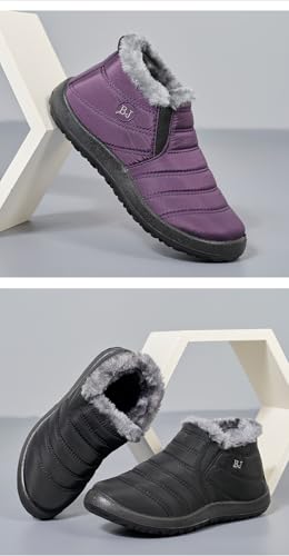 Winter Snow Boots for Women, Fur Lined Warm Ankle Booties, Outdoor Anti-slip Waterproof Comfortable Short Boot, Botas De Invierno Para Mujert3