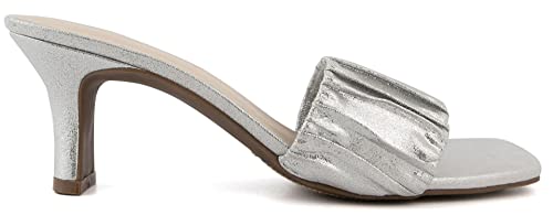 London Fog Womens Leana Dress Sandal Womens Comfort Heeled Sandals Silver Size 10 #TOP1